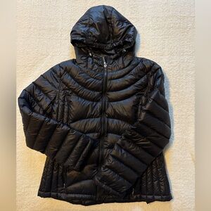Andrew Marc Packable Lightweight Premium Down Black Hooded Puffer Jacket, Sz XL